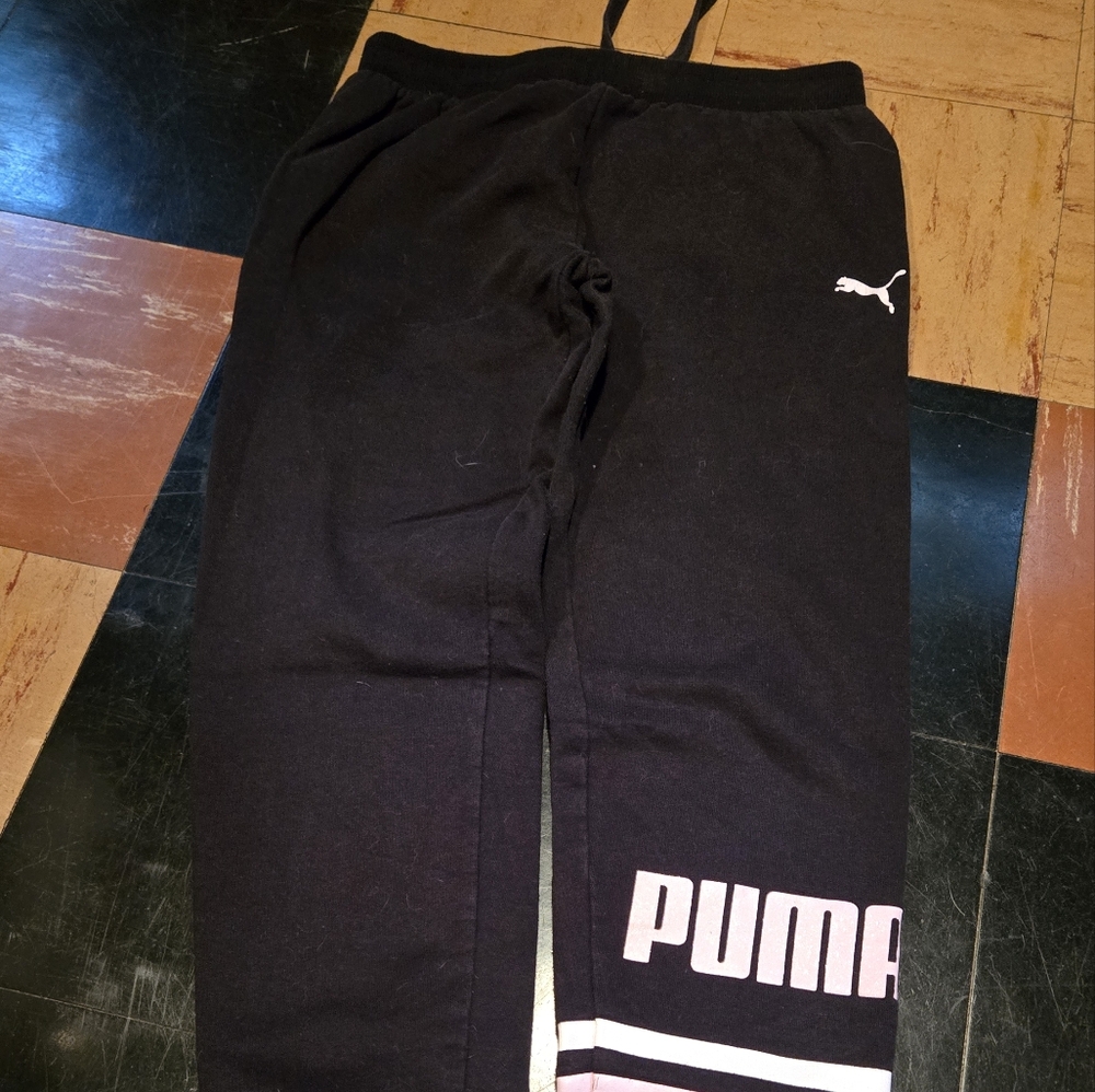 PUMA Kids Black and Pink Joggers Youth Girl Size XL Good Used Condition
